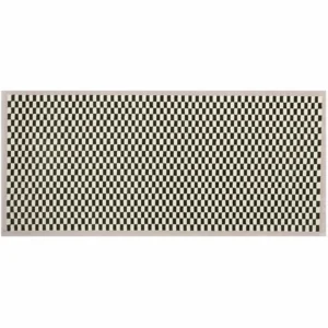 Custom Checkerboard Runner in Black and Cream — in a room setting