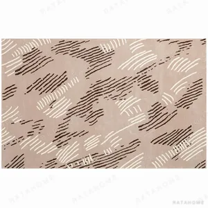 Custom Scratch Mark Rug in Sand, Brown and Cream — in a room setting