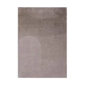 Custom Radiating Line Rug in Taupe — front view