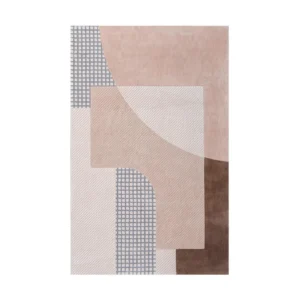 Custom Grid and Arc Rug in Blush, Brown and Grey — front view