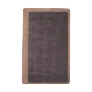Custom Bordered Plain Rug in Grey with Tan Edge — front view
