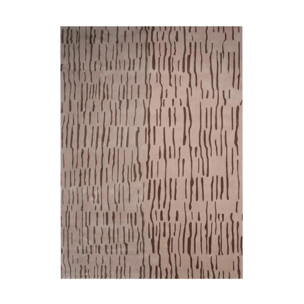 Custom Bark Texture Rug in Taupe and Brown — front view
