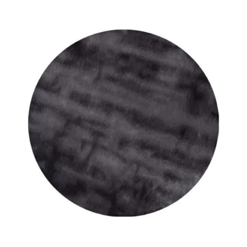 Custom Round Distressed Rug in Charcoal — front view