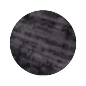 Custom Round Distressed Rug in Charcoal — front view