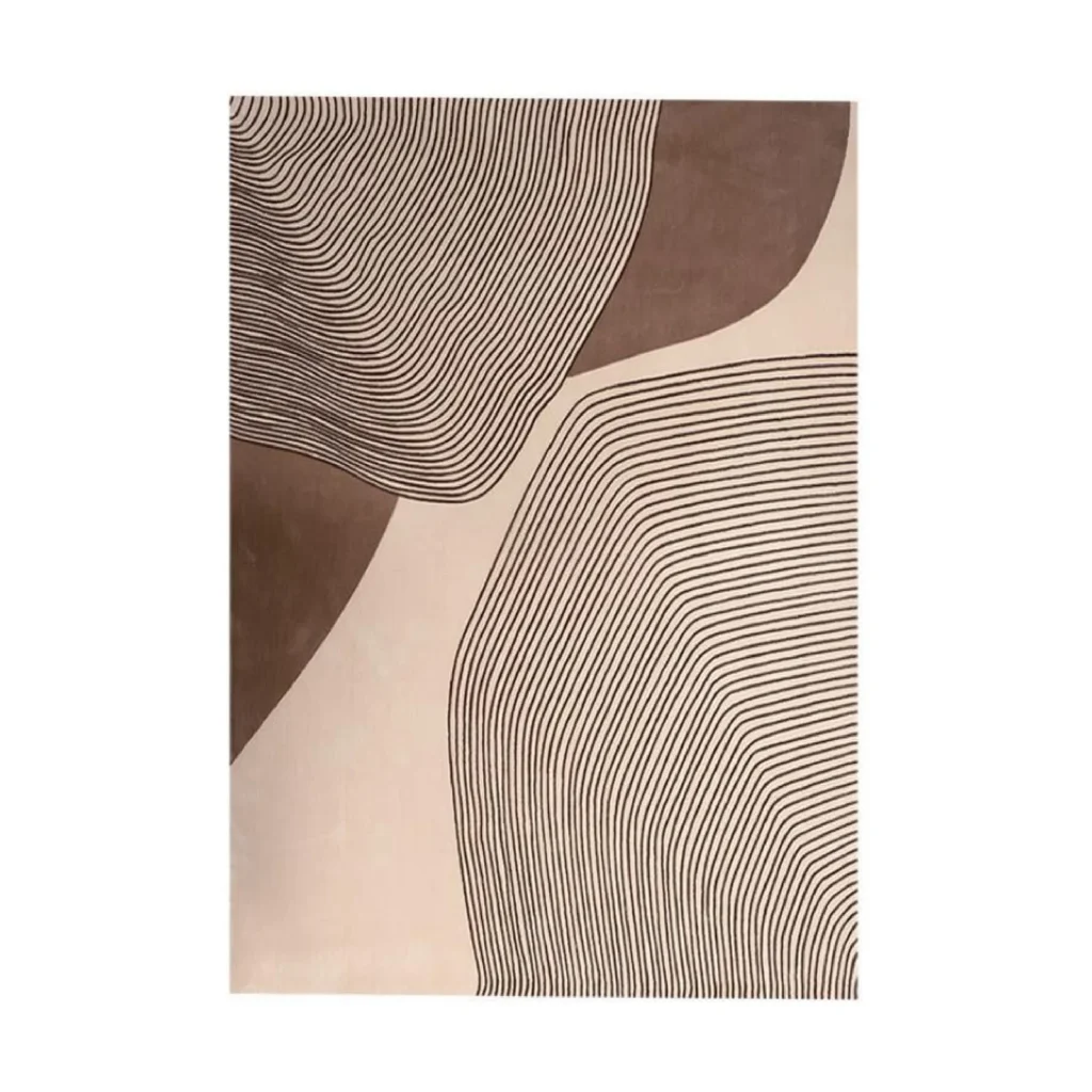 Custom Contour Line Rug in Cream, Brown and Taupe — front view