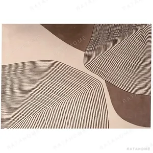 Custom Contour Line Rug in Cream, Brown and Taupe — in a room setting