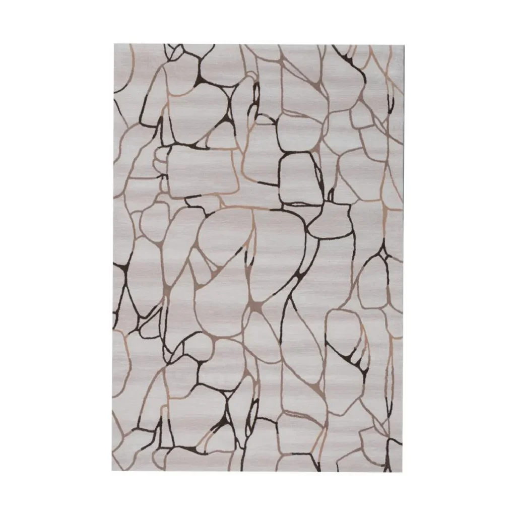Custom Crackle Rug in Cream with Brown Veins — front view