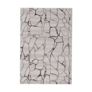 Custom Crackle Rug in Cream with Brown Veins — front view