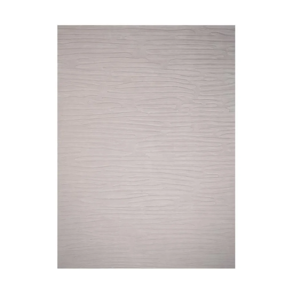 Custom Carved Ripple Rug in Pale Taupe — front view