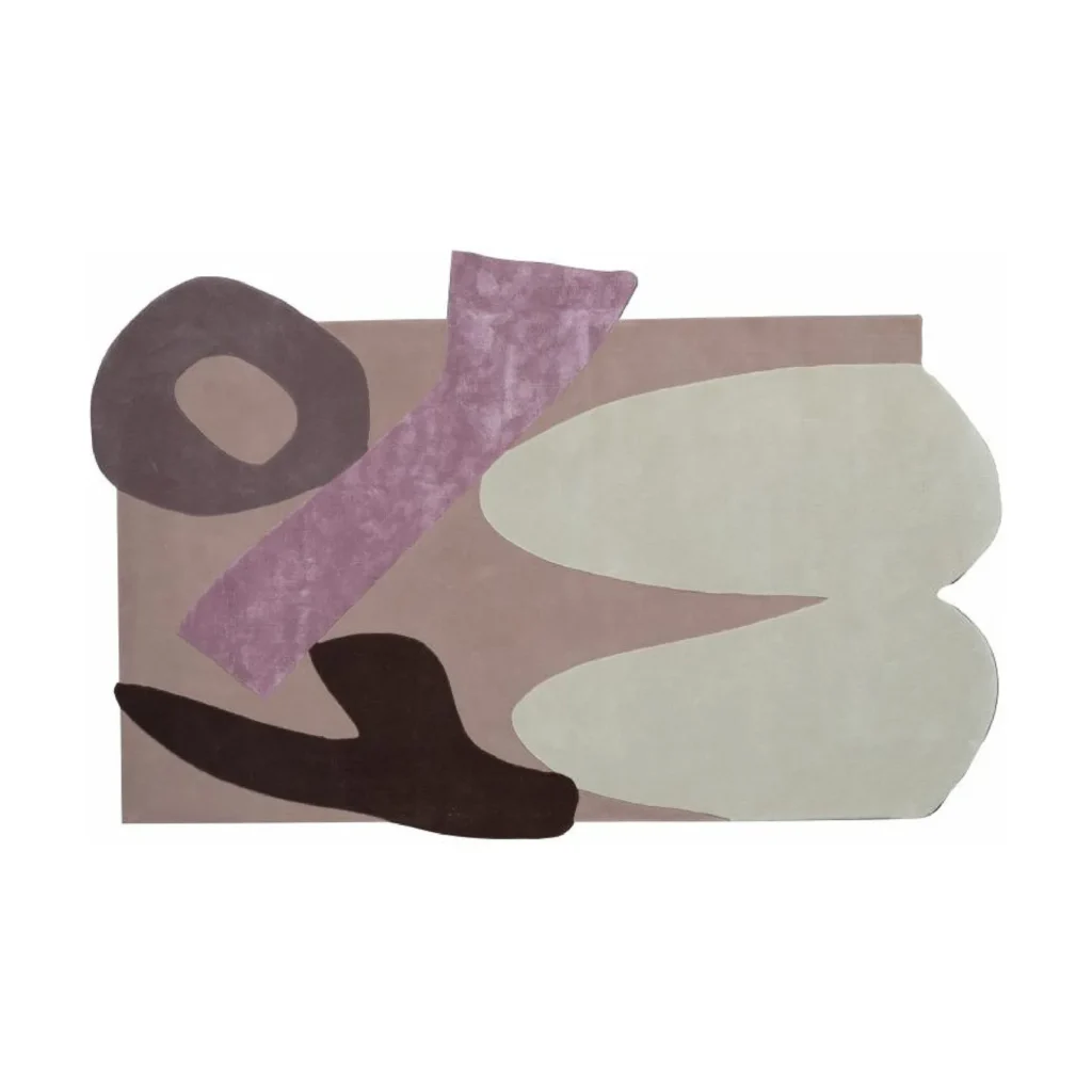 Custom Collage Rug in Taupe, Mauve, Sage and Brown — front view