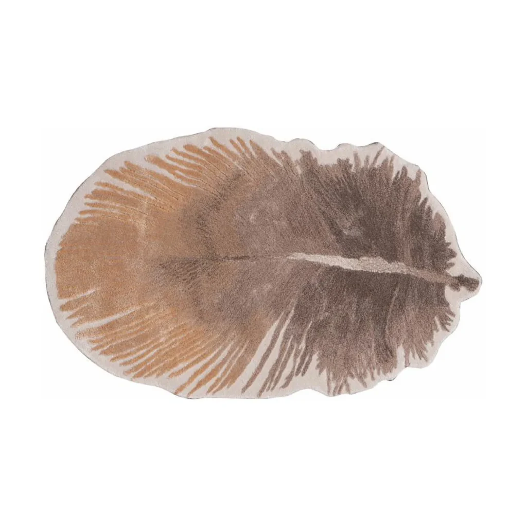Custom Feather Rug in Tan and Taupe — front view