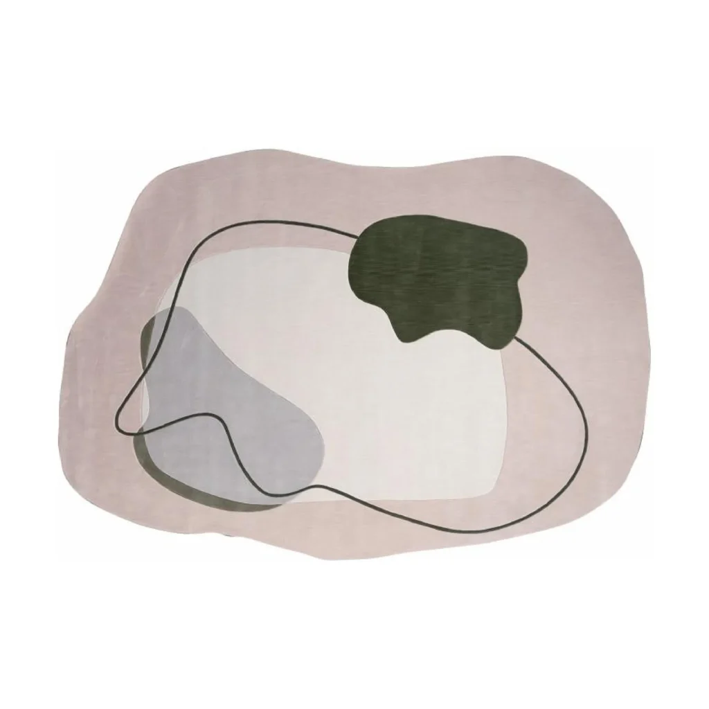 Custom Pebble Rug in Blush, Cream, Olive and Grey — front view