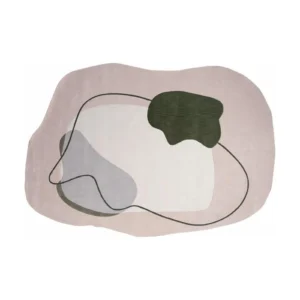 Custom Pebble Rug in Blush, Cream, Olive and Grey — front view