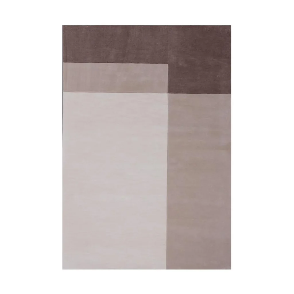 Custom Colour Block Rug in Taupe, Sand and Cream — front view