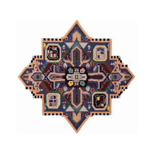 Custom Star Medallion Rug in Multicolour Tribal Pattern — front view