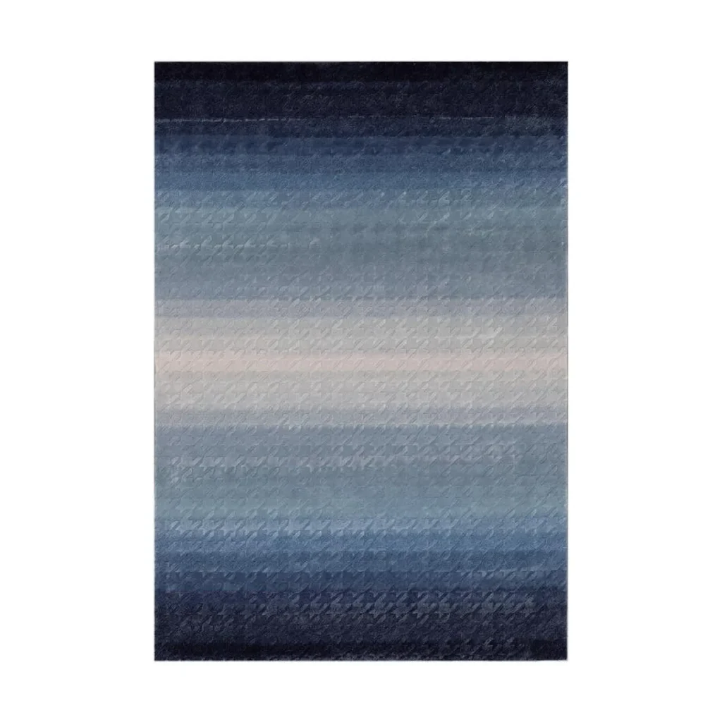 Custom Horizon Stripe Rug in Navy, Blue and Cream — front view