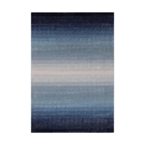 Custom Horizon Stripe Rug in Navy, Blue and Cream — front view