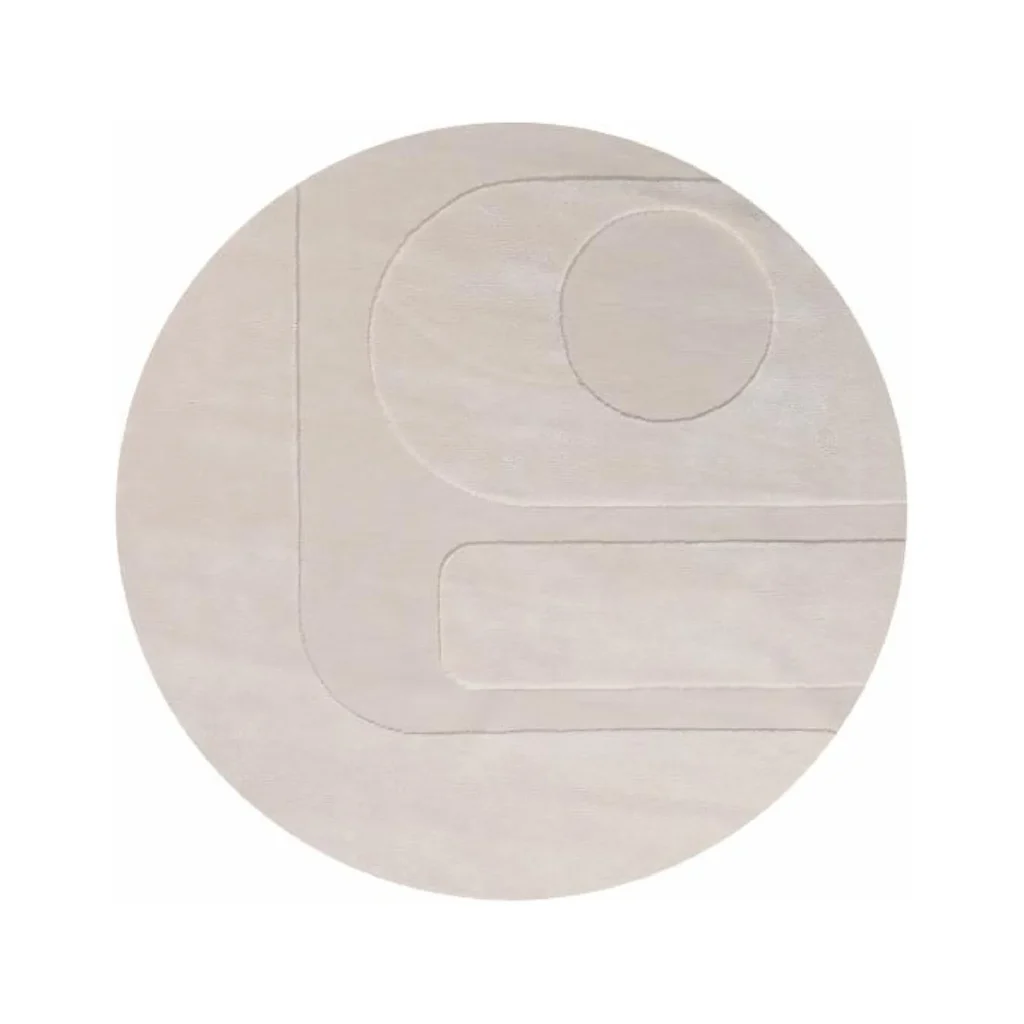 Custom Round Carved Rug in Cream — front view