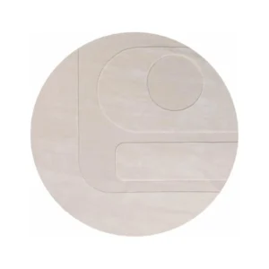 Custom Round Carved Rug in Cream — front view