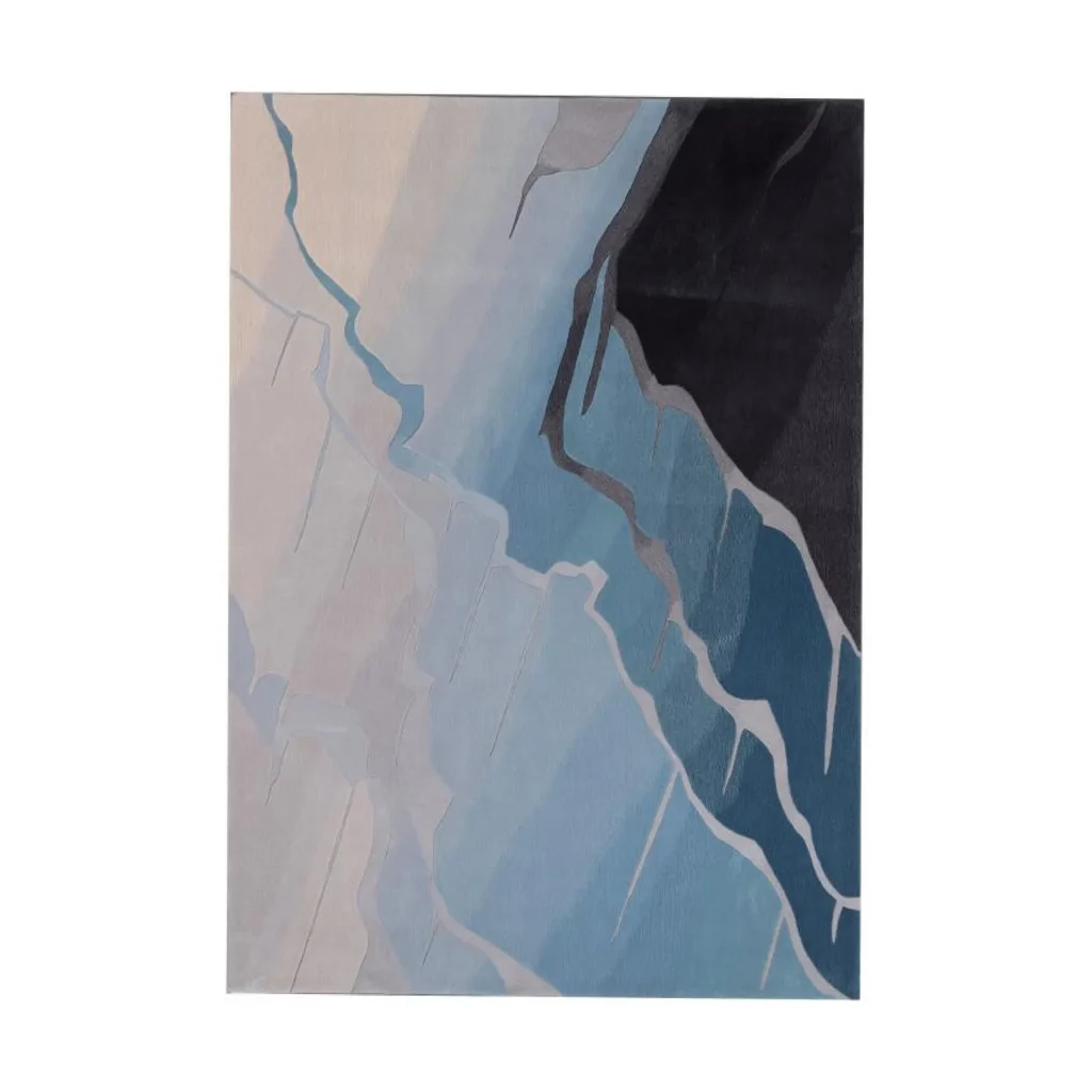 Custom Glacier Rug in Blue, Grey and Charcoal — front view