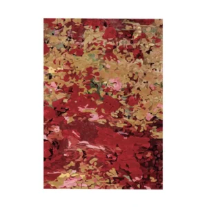 Custom Autumn Foliage Rug in Red, Gold and Pink — front view