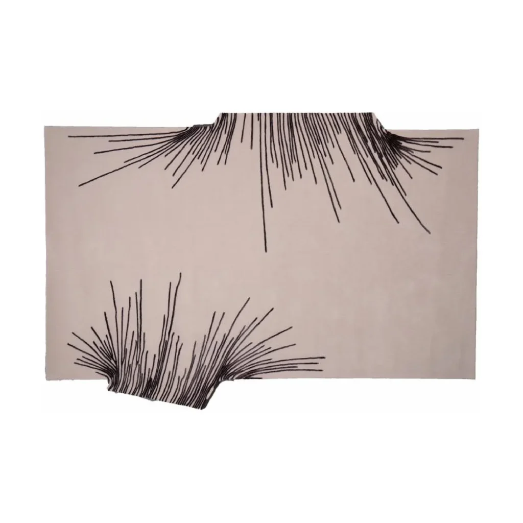 Custom Grass Blade Rug in Taupe with Black Lines — front view