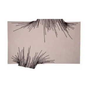 Custom Grass Blade Rug in Taupe with Black Lines — front view