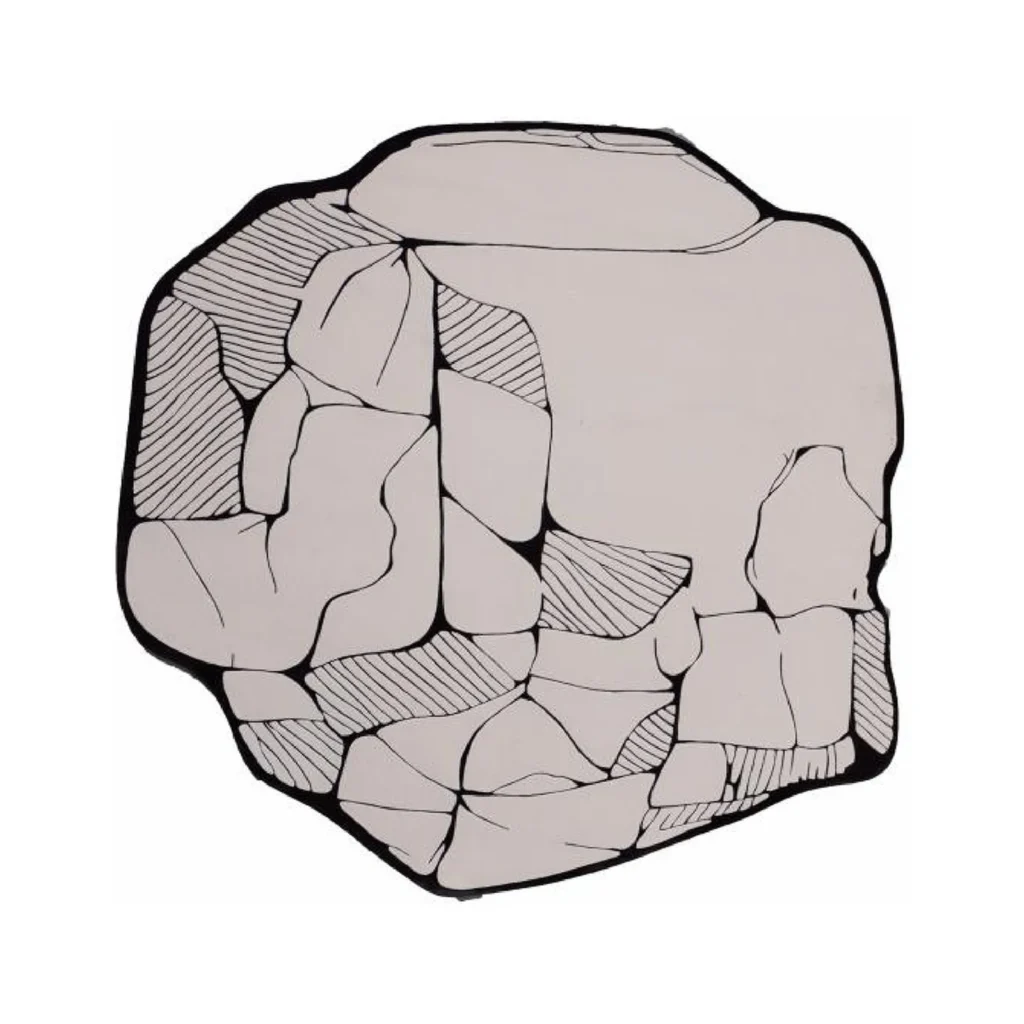 Custom Boulder Sketch Rug in Cream and Black — front view