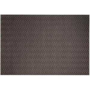 Custom Herringbone Rug in Charcoal and Taupe — in a room setting