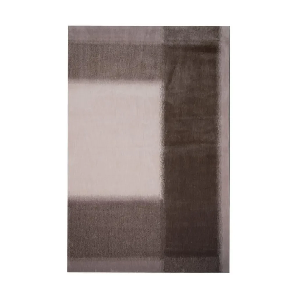 Custom Blurred Border Rug in Brown and Cream — front view