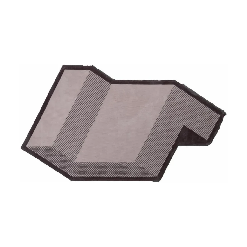 Custom Folded Plane Rug in Taupe with Charcoal Border — front view