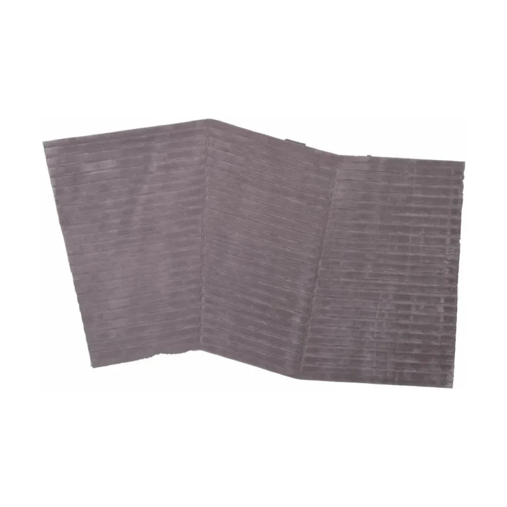 Custom Creased Sheet Rug in Taupe with Ribbed Texture — front view