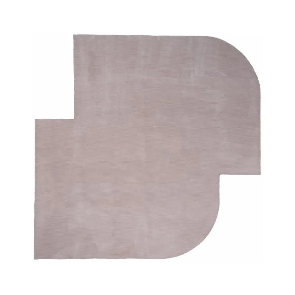 Custom Stepped Curve Rug in Pale Taupe — front view