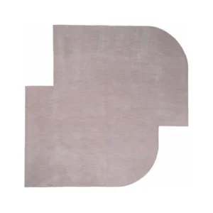 Custom Stepped Curve Rug in Pale Taupe — front view
