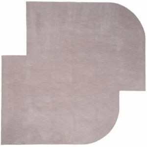Custom Stepped Curve Rug in Pale Taupe — in a room setting