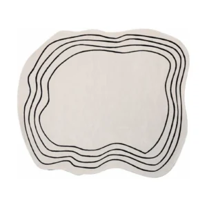 Custom Wavy Outline Rug in Cream with Black Contour Lines — front view