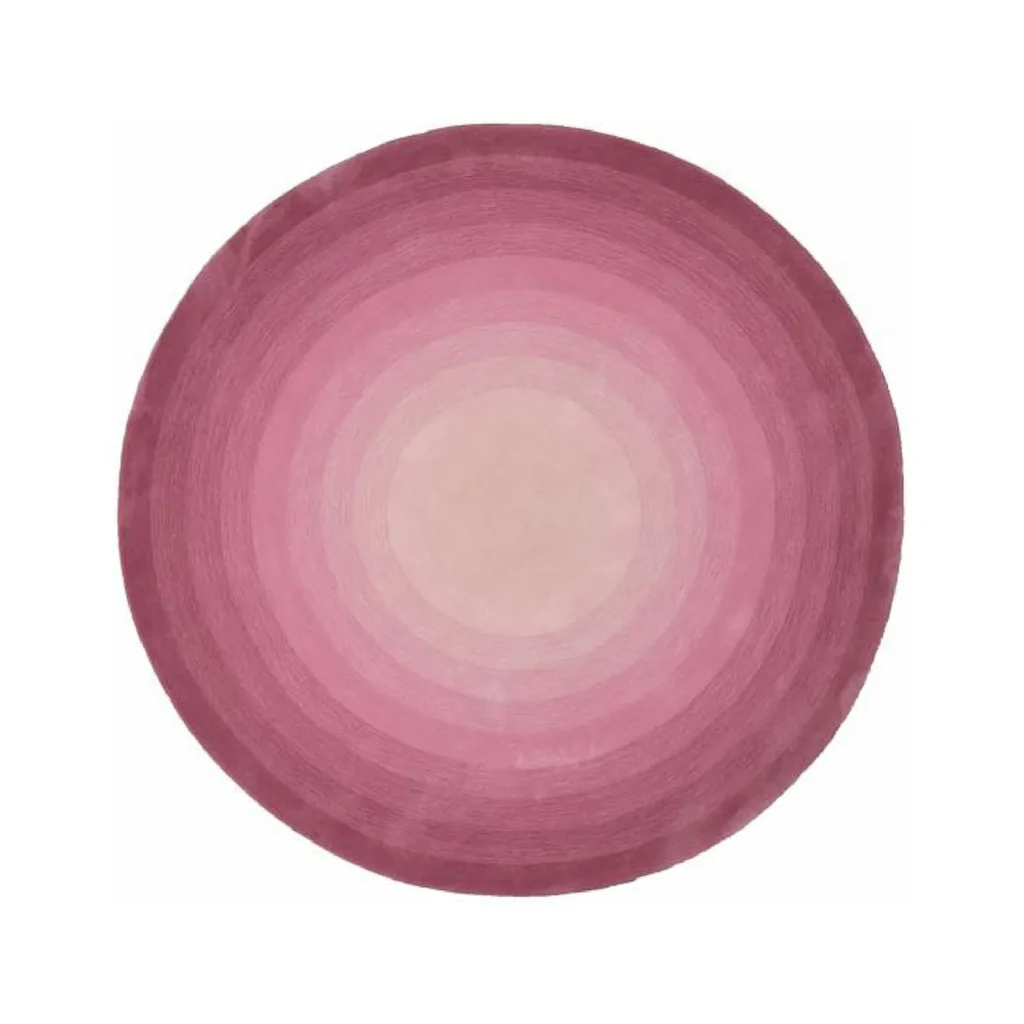 Custom Round Gradient Rug in Raspberry and Blush — front view