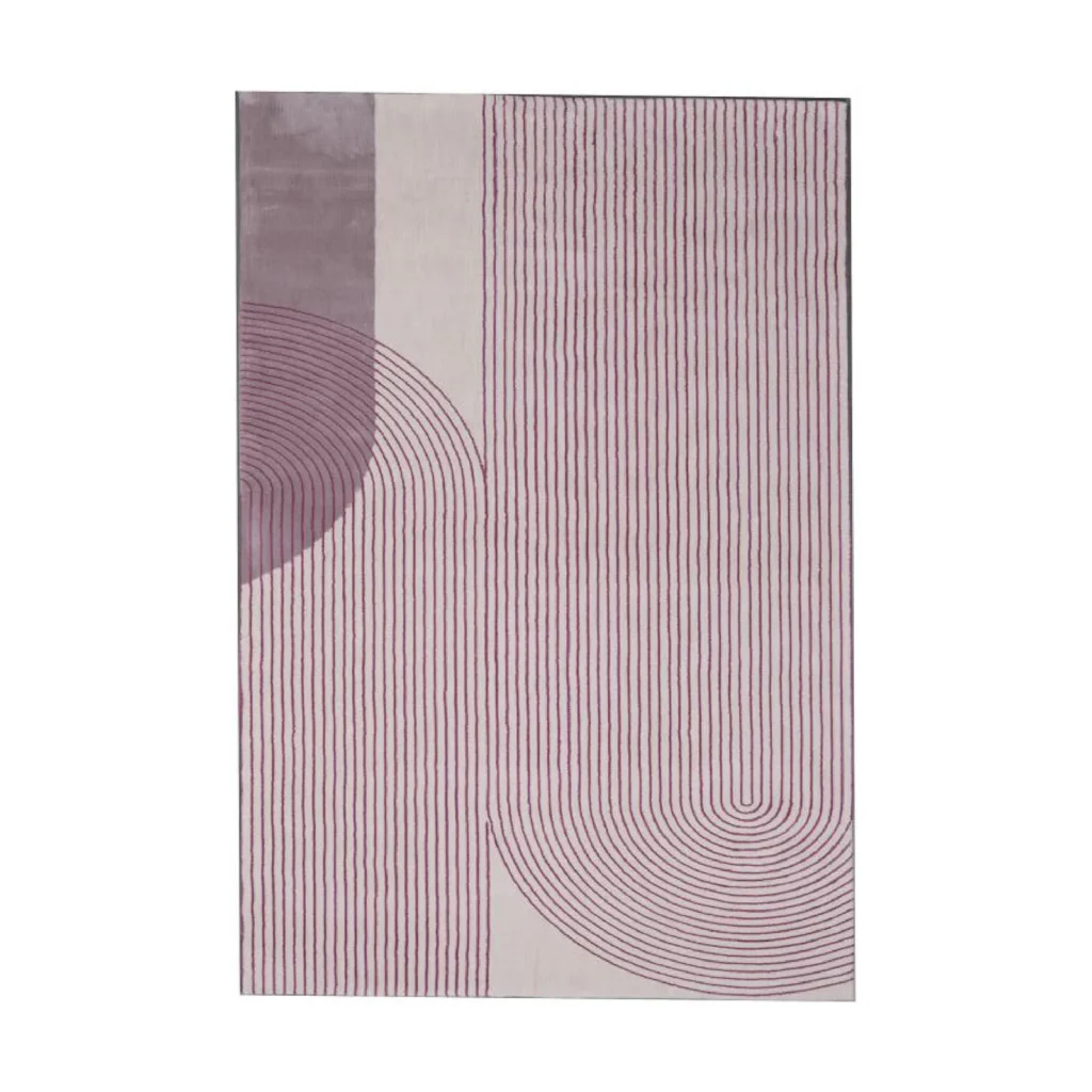 Custom Deco Arch Line Rug in Mauve and Cream — front view