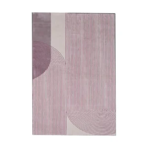 Custom Deco Arch Line Rug in Mauve and Cream — front view