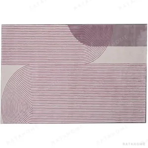 Custom Deco Arch Line Rug in Mauve and Cream — in a room setting