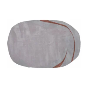 Custom Oval Layered Rug in Grey, Mauve and Rust — front view