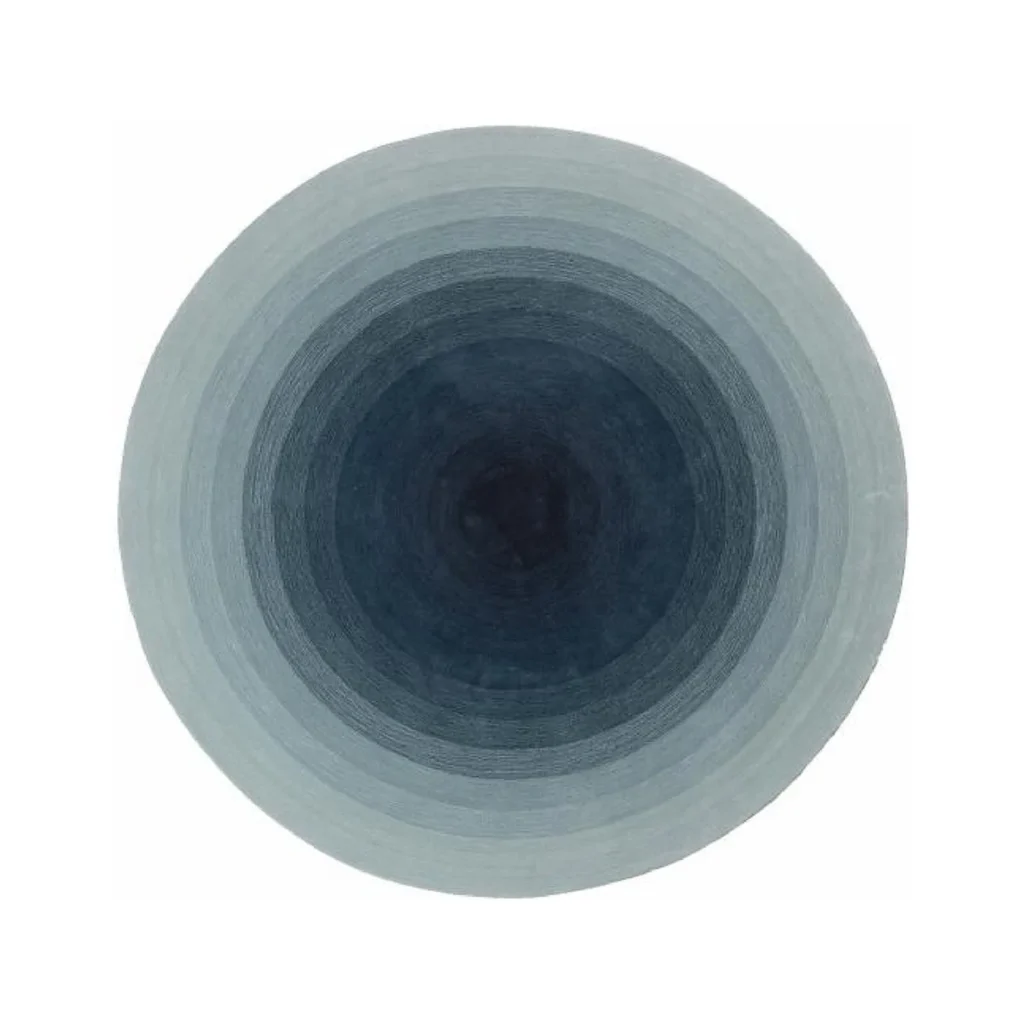 Custom Round Gradient Rug in Teal and Pale Blue — front view