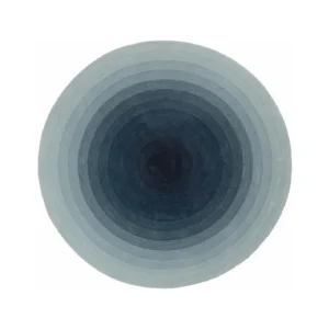 Custom Round Gradient Rug in Teal and Pale Blue — front view