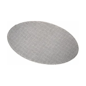 Custom Oval Grid Rug in Cream and Grey — front view