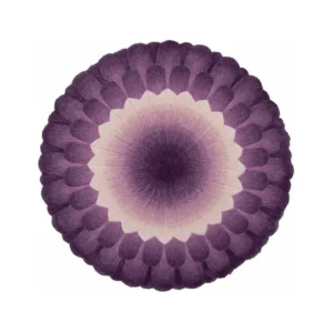 Custom Round Dahlia Rug in Purple and Cream — front view