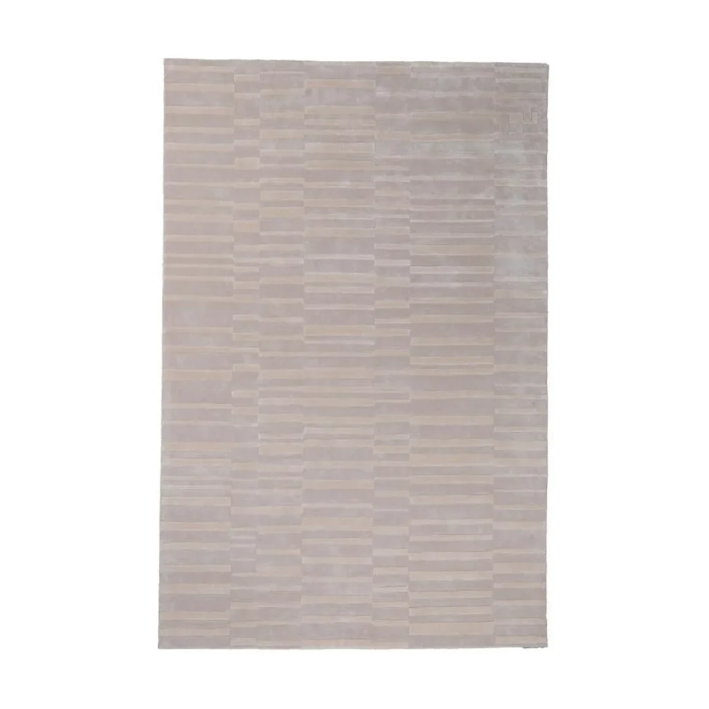 Custom Ribbed Stripe Rug in Cream and Beige — front view