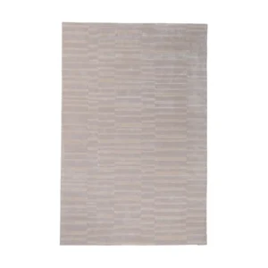 Custom Ribbed Stripe Rug in Cream and Beige — front view