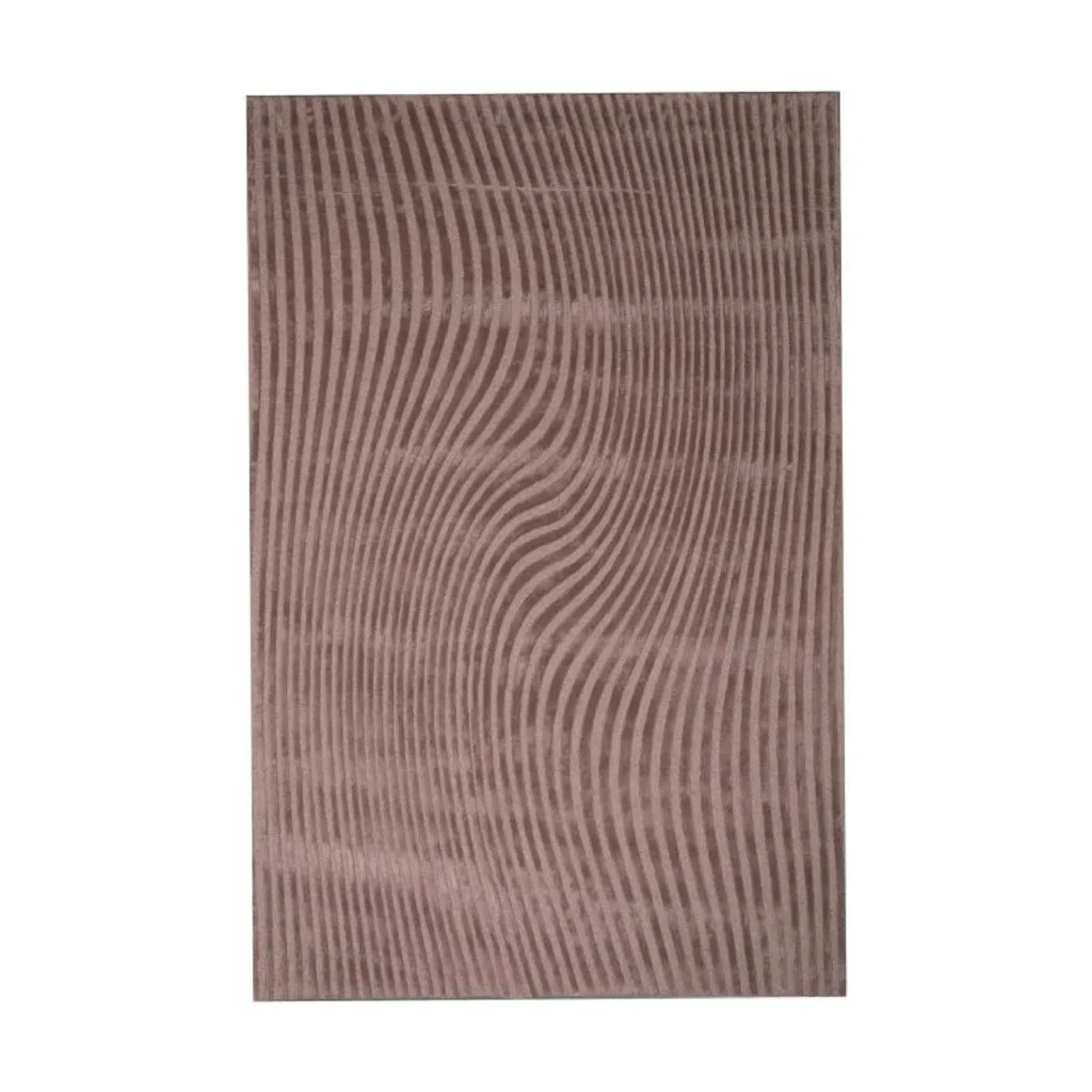 Custom Carved Wave Line Rug in Taupe — front view