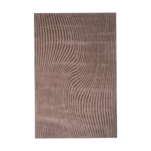 Custom Carved Wave Line Rug in Taupe — front view