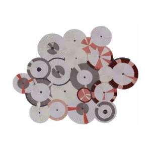 Custom Paper Parasol Rug in Cream, Rust and Brown — front view